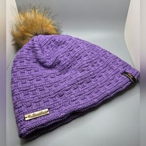 Beaver Creek Screamer Hat Beanie w/ PomPom Purple Knit Like New